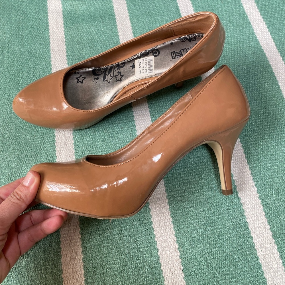 Brash Patent Leather Nude Platform Heels